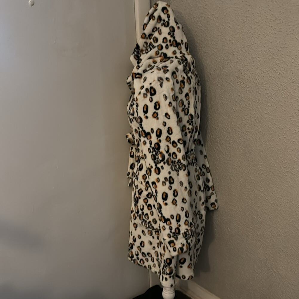 Joe Boxer Hooded Animal Print Robe Tie w/Belt M Sleepwear Cozycore Print College - Picture 4 of 9